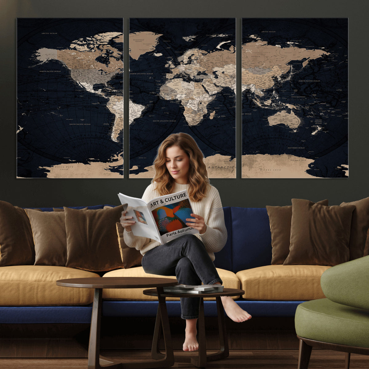25812727-MGV-CV-36X24 - Grunge Wall Art World Map Canvas Print