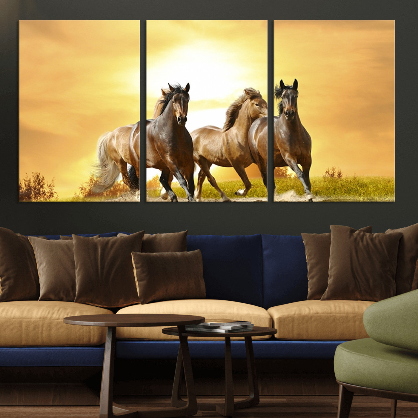 MGV-CV-60X30-3P - Wild Horses Wall Art Canvas Print
