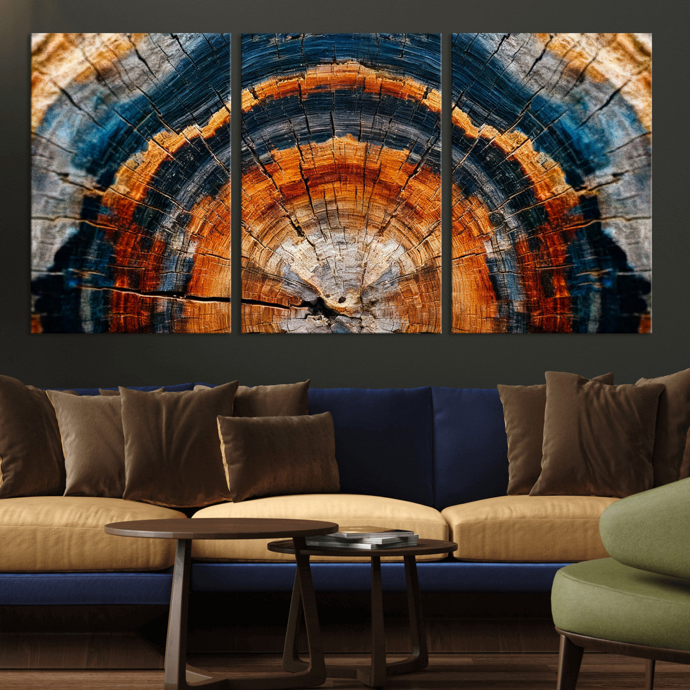 92693966N-MGV-CV-36X24 - Abstract Wood Grain Canvas Print, Tree Ring Pattern Wall Art, Framed Canvas Ready to Hang