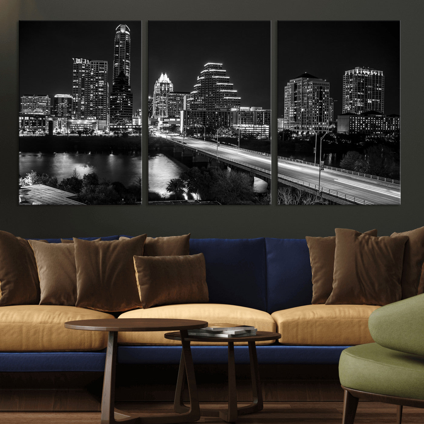 37531750-MGV-CV-36X24 - Austin Skyline Wall Art Canvas Print, Austin Downtown Night Cityscape Print for Modern Urban Wall Decor