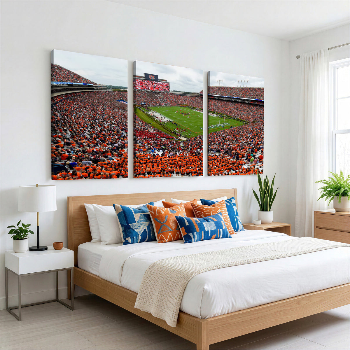 82562490-MGV-CV-36X24 - Auburn Stadium Sunset Wall Art Canvas Print, Jordan Hare Stadium Game Day Crowd, Auburn Tigers Football Artwork