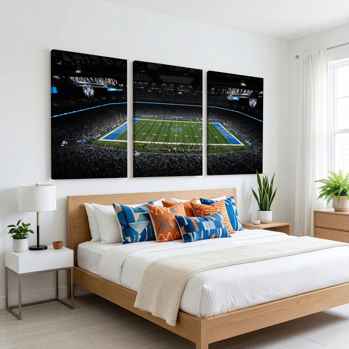 16709602-MGV-CV-36X24 - Detroit Lions Stadium Wall Art Canvas Print, Football Field Panorama