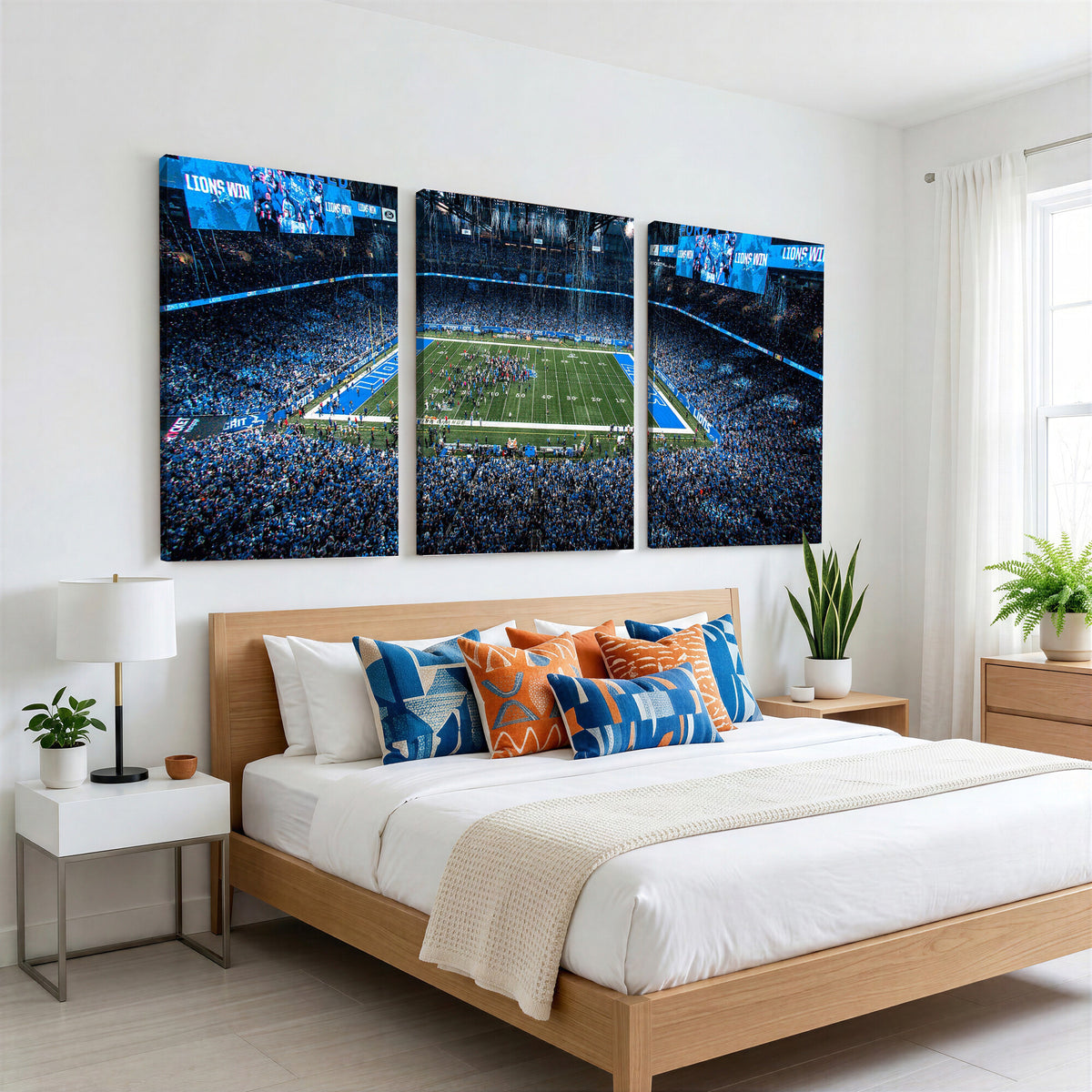80882005-MGV-CV-36X24 - Detroit Lions Stadium Wall Art Canvas Print, Football Field Panorama
