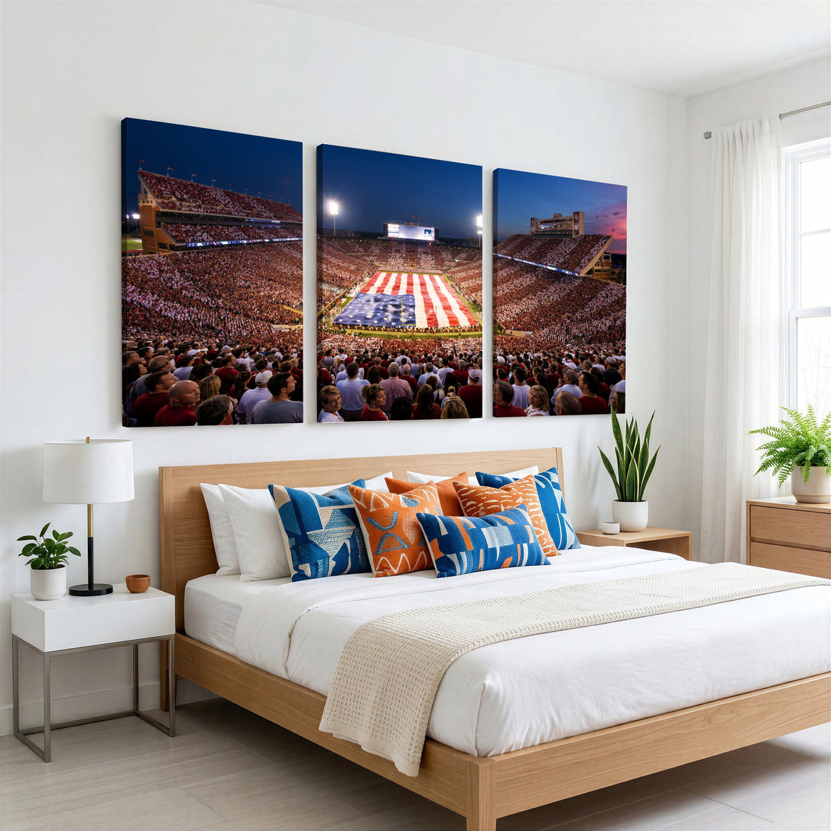 59917418-MGV-CV-36X24 - Oklahoma Memorial Stadium Wall Art Canvas Print | Oklahoma Sooners Football Artwork for Home, Office, and Sports Room Decor