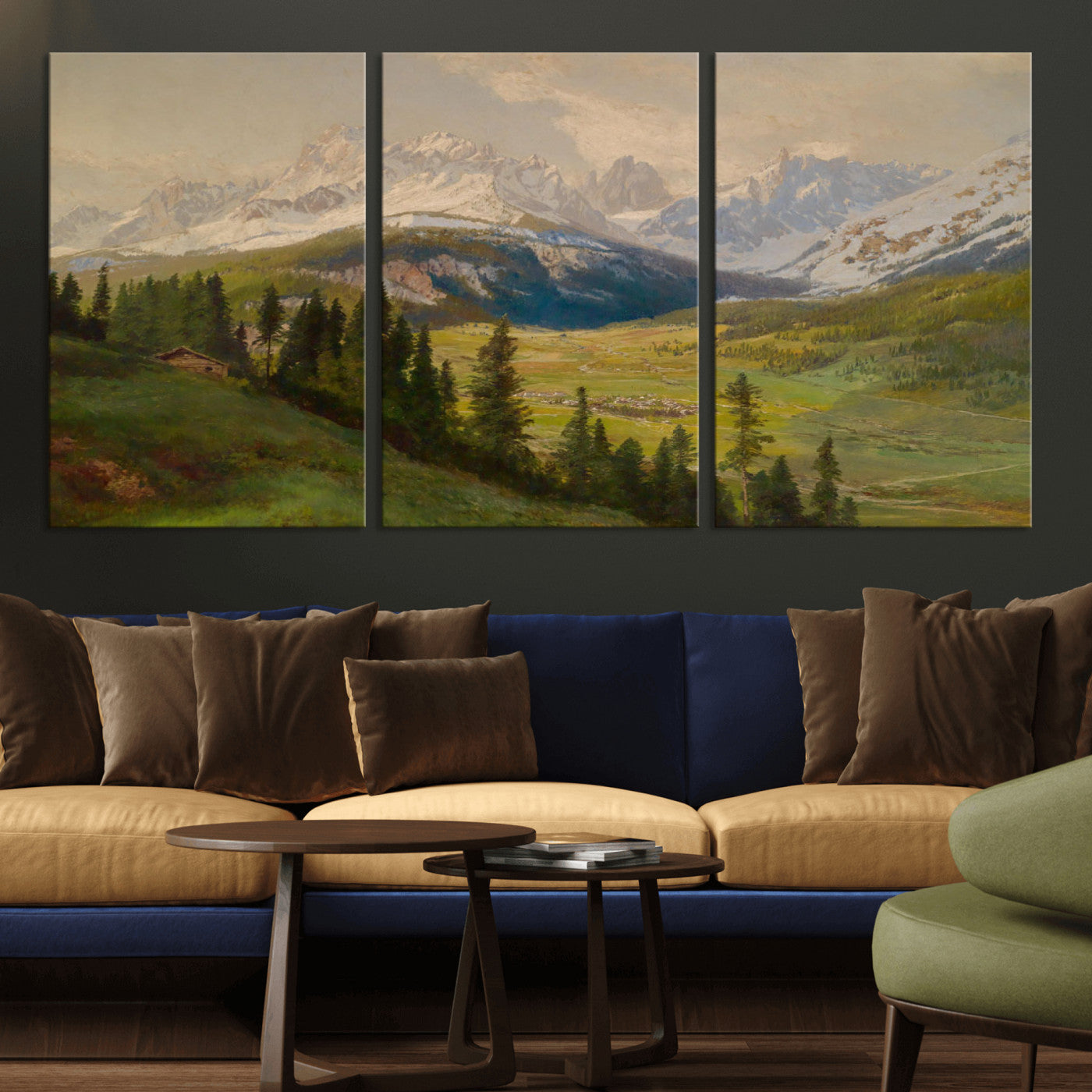 60864994-MGV-CV-36X24 - Konrad Petrides View From Mount Helm Wall Art Canvas Print - Watercolor Sexten and the Sextener Sonnenuhr Art Canvas Print