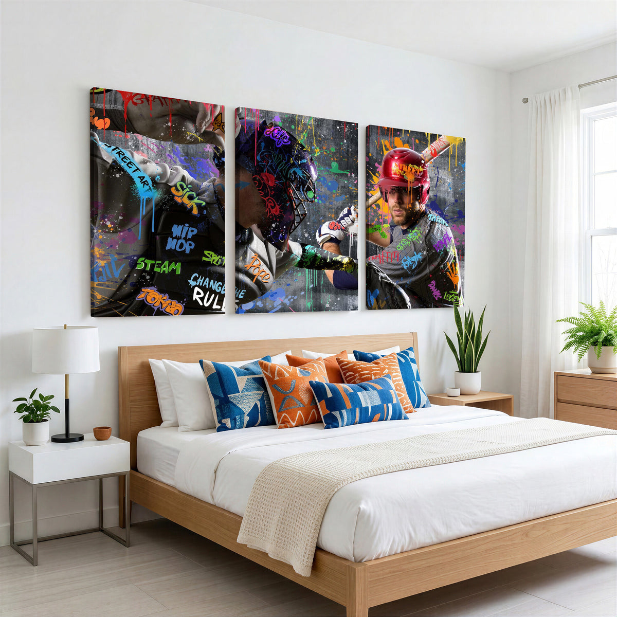 19634994-MGV-CV-36X24 - Graffiti Baseball Player Street Art Wall Art Canvas Print