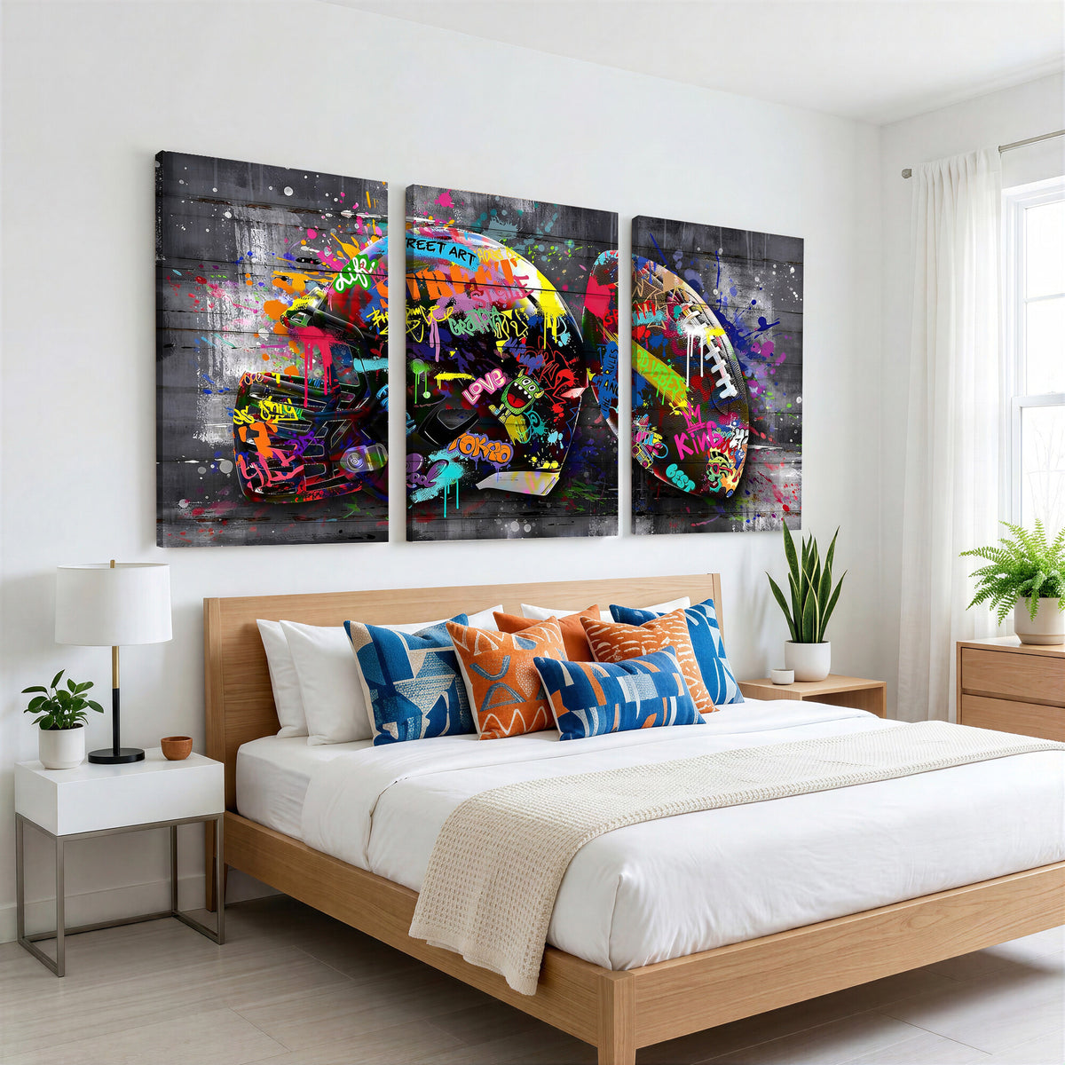 80540773-MGV-CV-36X24 - Graffiti American Football Helmet Street Art Wall Art Canvas Print