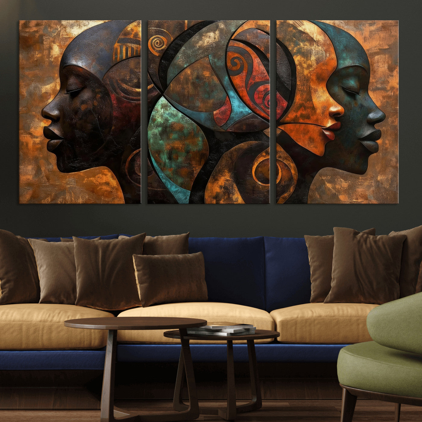 81517886-MGV-CV-36X24 - Abstract Afro American Women Wall Art Canvas Print