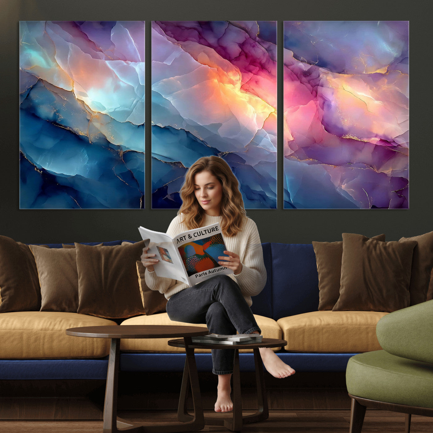 28163849-MGV-CV-36X24 - Colorful Abstract Canvas Wall Art Print, Vibrant Popup Color Art Print