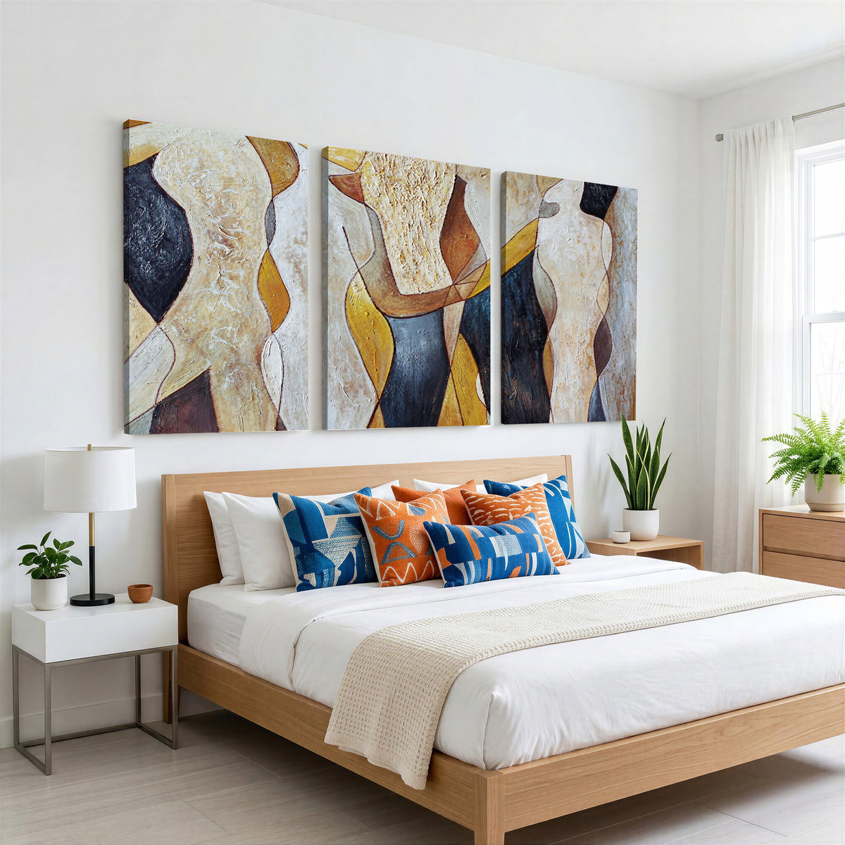 96079939-MGV-CV-36X24 - Mid Century Modern Figurative Canvas Wall Art Abstract Cubist Painting Print