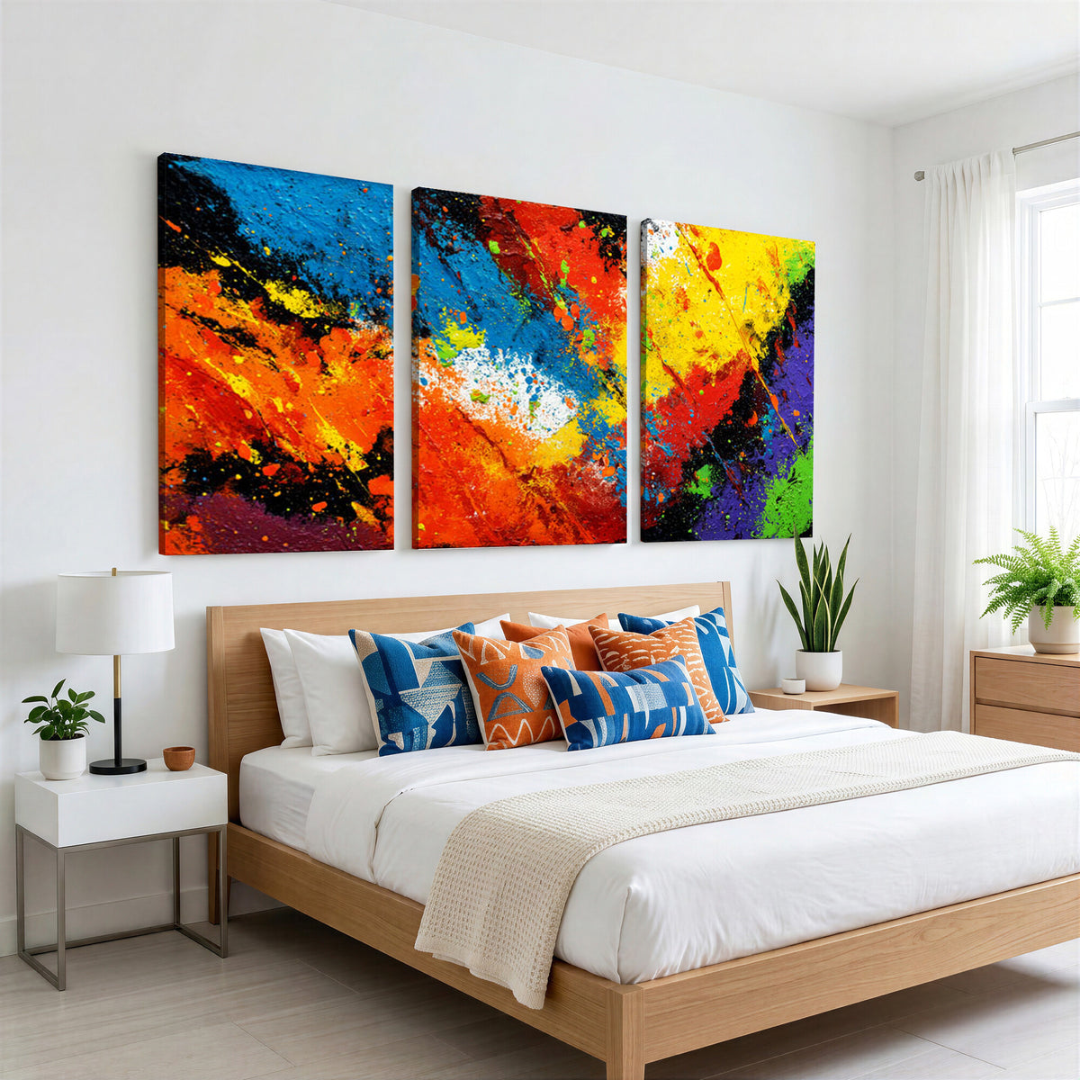 74888753-MGV-CV-36X24 - Vibrant Blue Abstract Canvas Wall Art Colorful Painterly Oil Painting Style Print