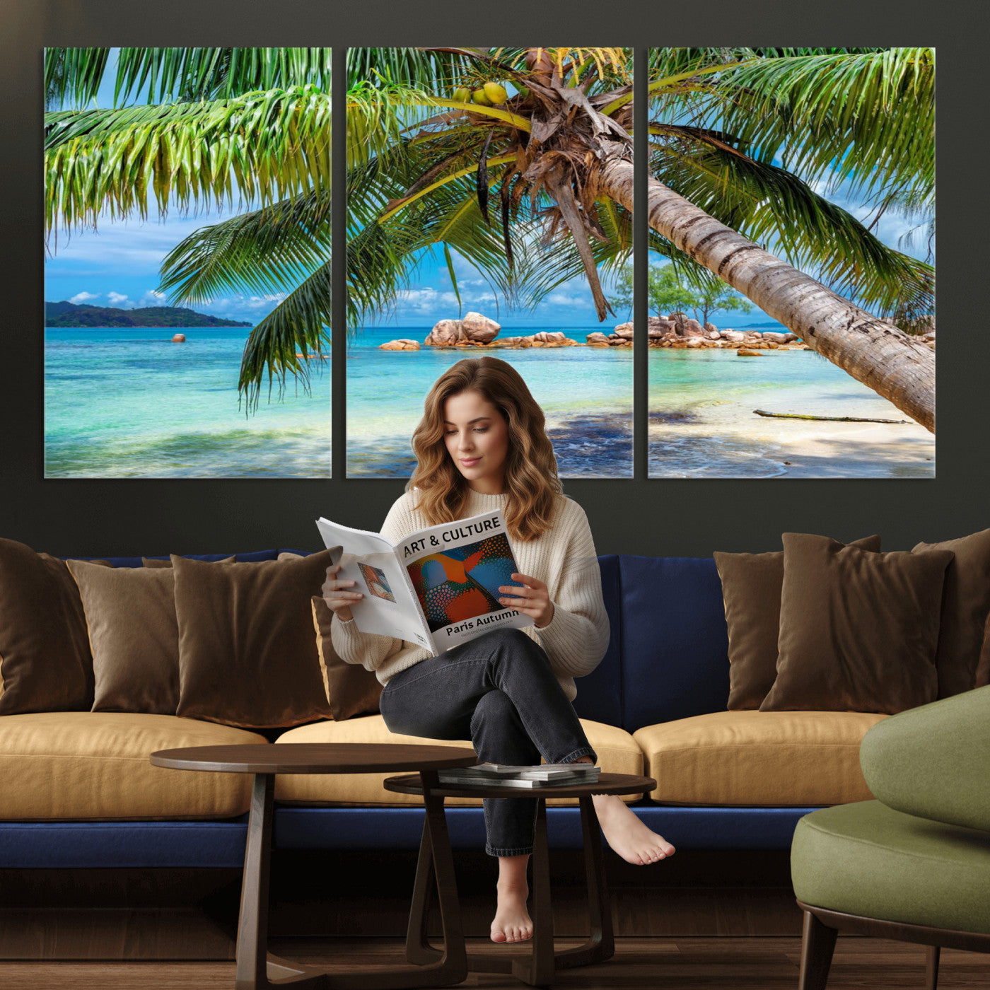 86824715-MGV-CV-36X24 - Seychelles Beach Canvas Wall Art - Anse Volbert Praslin Island Print