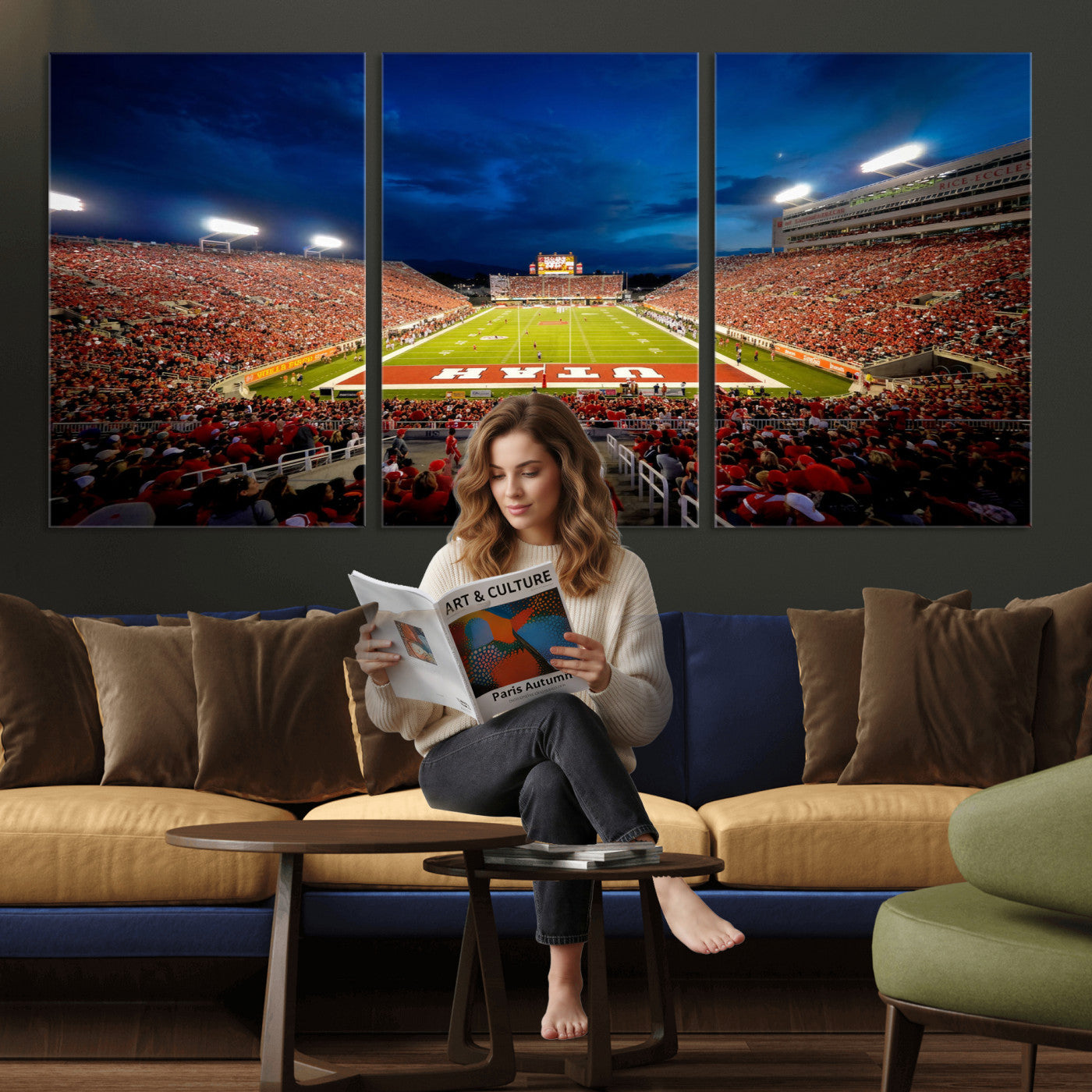 74019251-MGV-CV-36X24 - Rice-Eccles Stadium Wall Art Canvas Print - Utah Salt Lake City Stadium Print