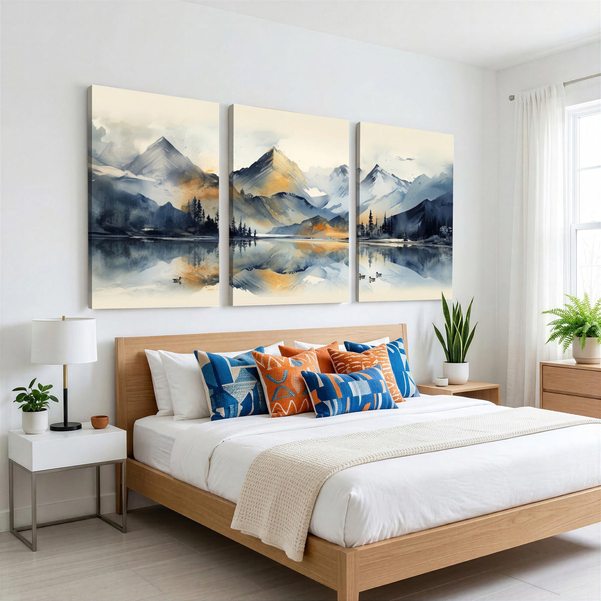 10196184T-MGV-CV-36X24 - Lake Abstract Mountain Wall Art Canvas Print