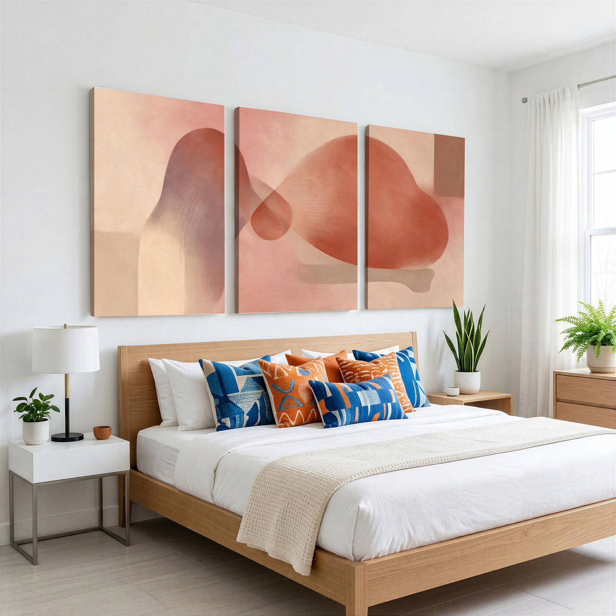 85110643-MGV-CV-36X24 - Vinna Begin Calin Biomorphic Abstract Wall Art Canvas Print, Terracotta Pink Organic Shapes
