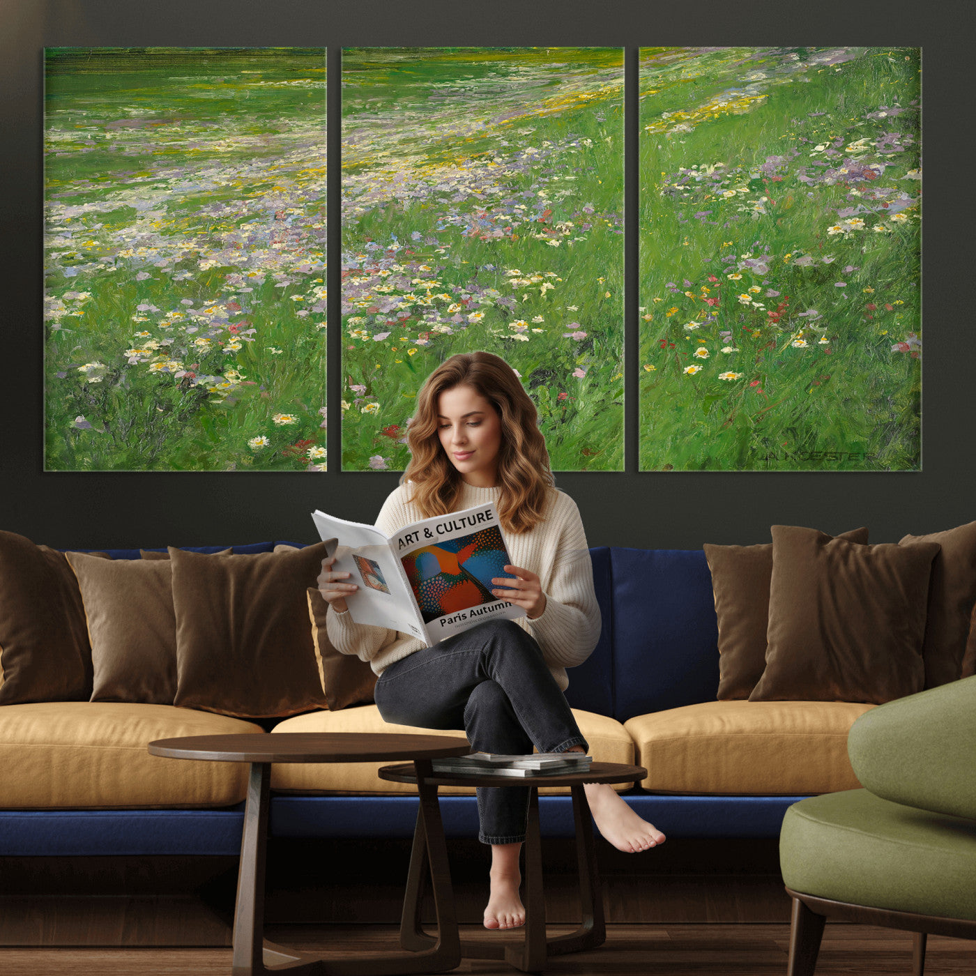 63535040-MGV-CV-36X24 - Alexander Koester Flower Meadow Canvas Wall Art, Vintage Landscape Print