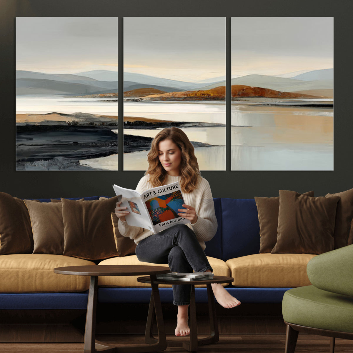 56450386-MGV-CV-36X24 - Modern Abstract Landscape Canvas Wall Art, Minimalist Nature Printing
