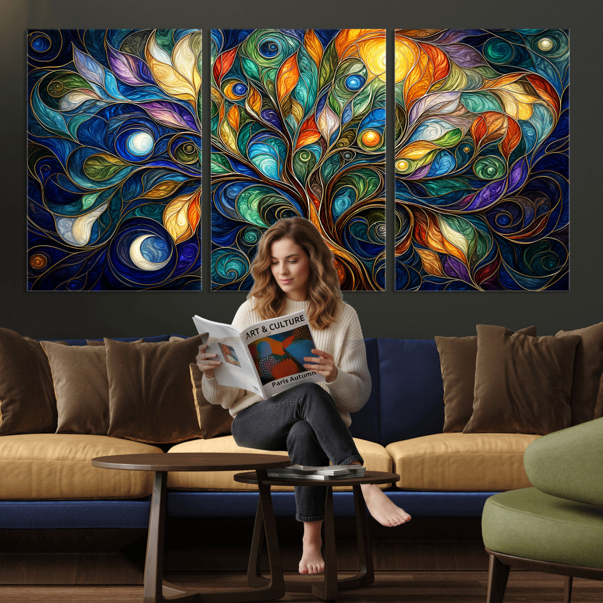 60127105-MGV-CV-36X24 - Psychedelic Tree Of Life Wall Art - Vibrant Swirl Cosmic Nature Decor