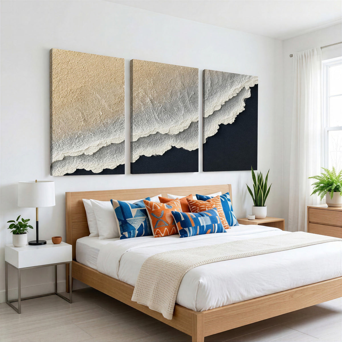 32969959-MGV-CV-24X16 - Abstract Ocean Wave Canvas Wall Art, Coastal Beach Wall Decor for Living Room