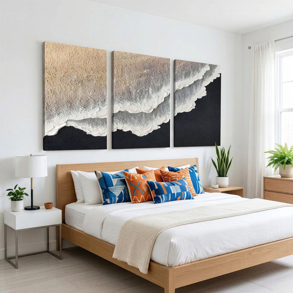 42307004-MGV-CV-24X16 - Ocean Wave and Sand Coastal Wall Art, Modern Beach Decor for Living Room