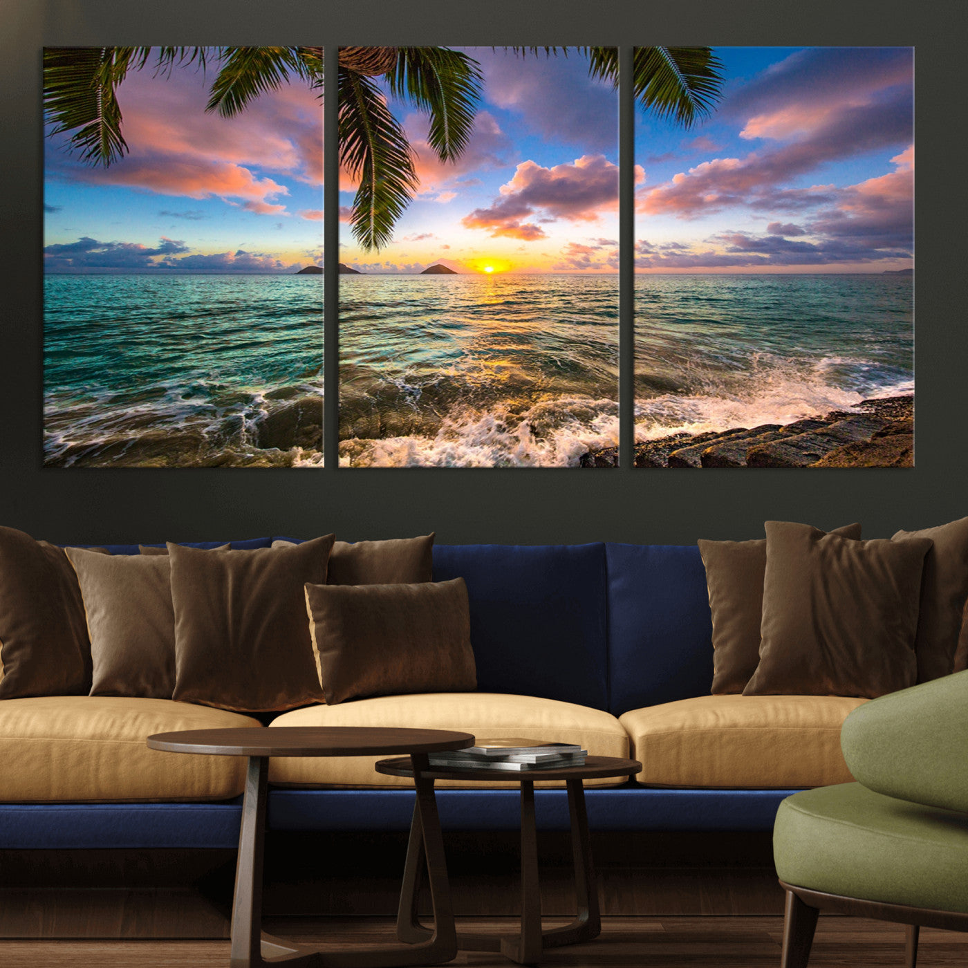 85985-MGV-CV-36X24-Framed Tropical Sunset Art Canvas Print