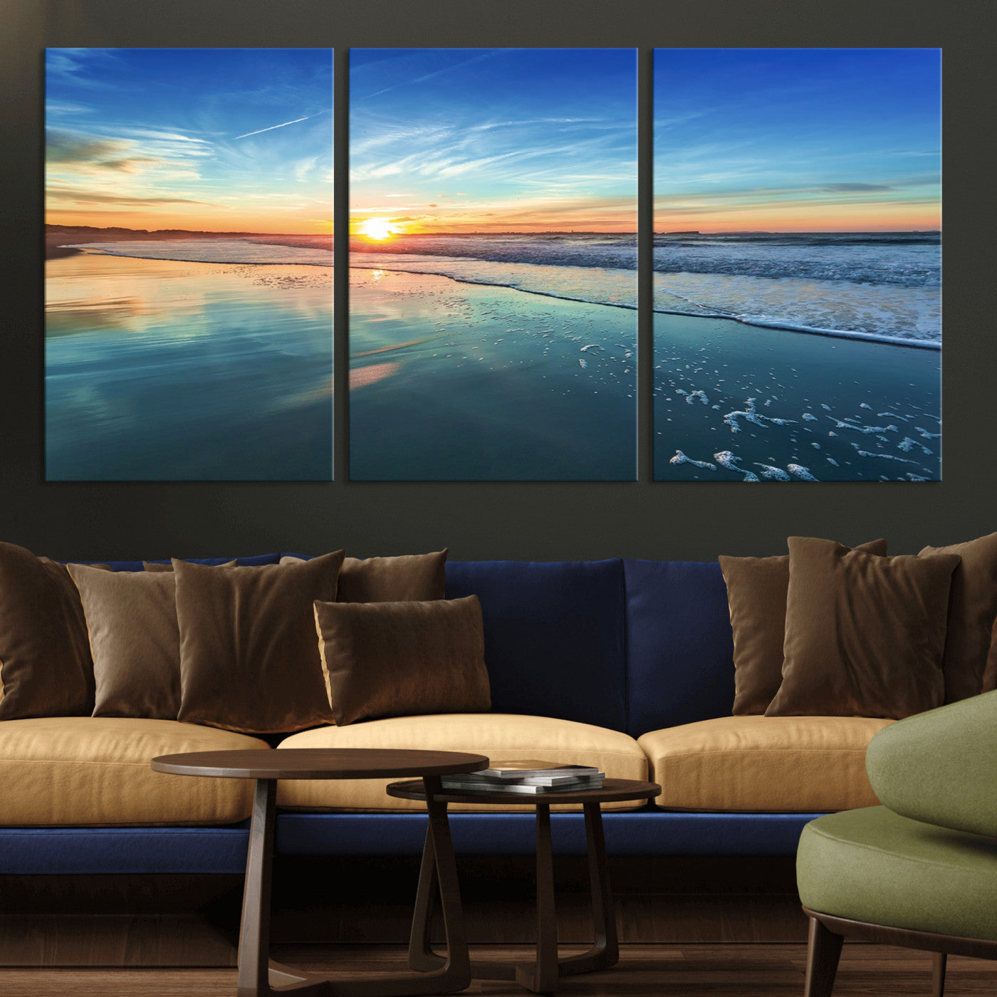 MGV-CV-60X30-3P - Blue Sky and Beach Wall Art Canvas Print
