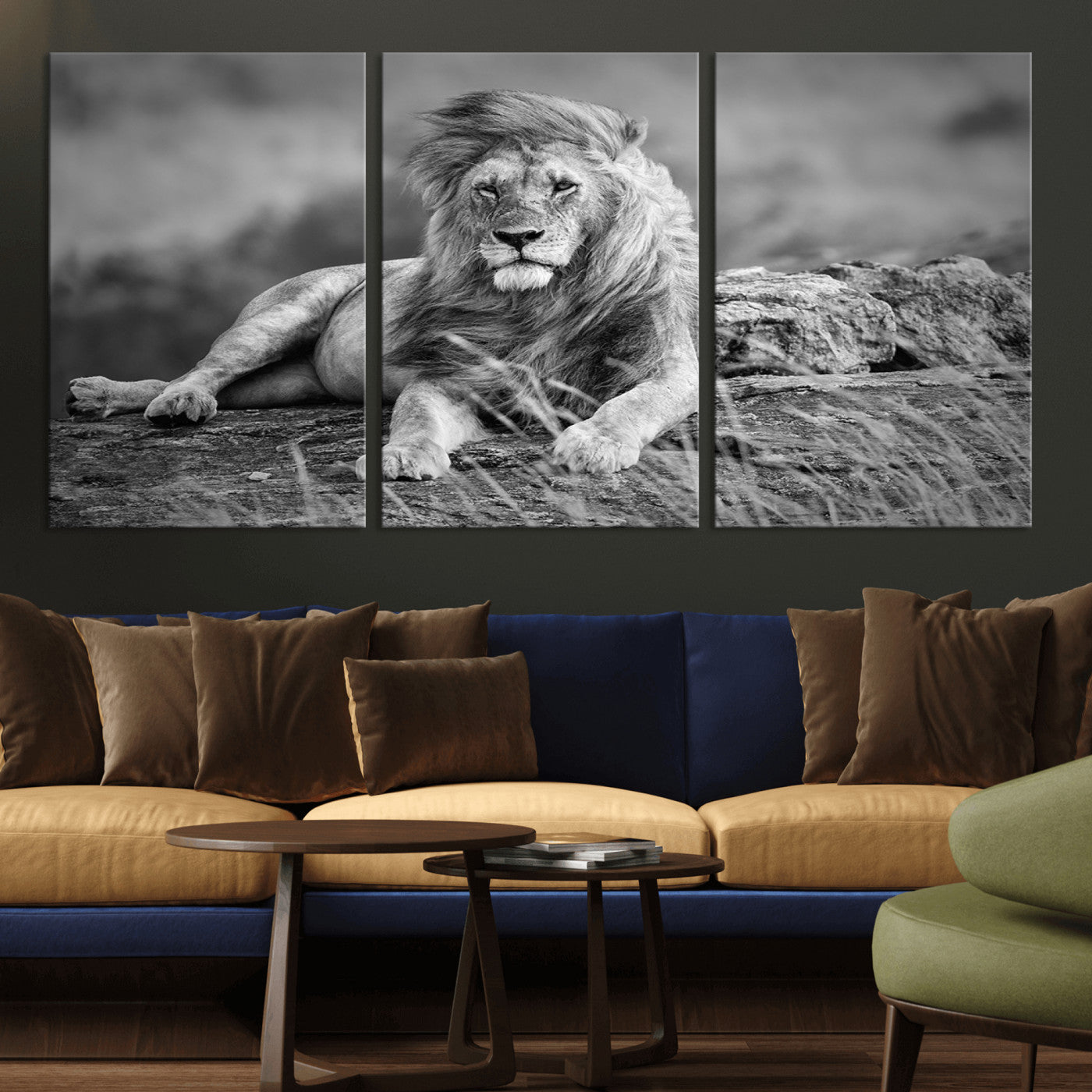 MGV-CV-60X30-3P - King of Forest Lion Wall Art Canvas Print