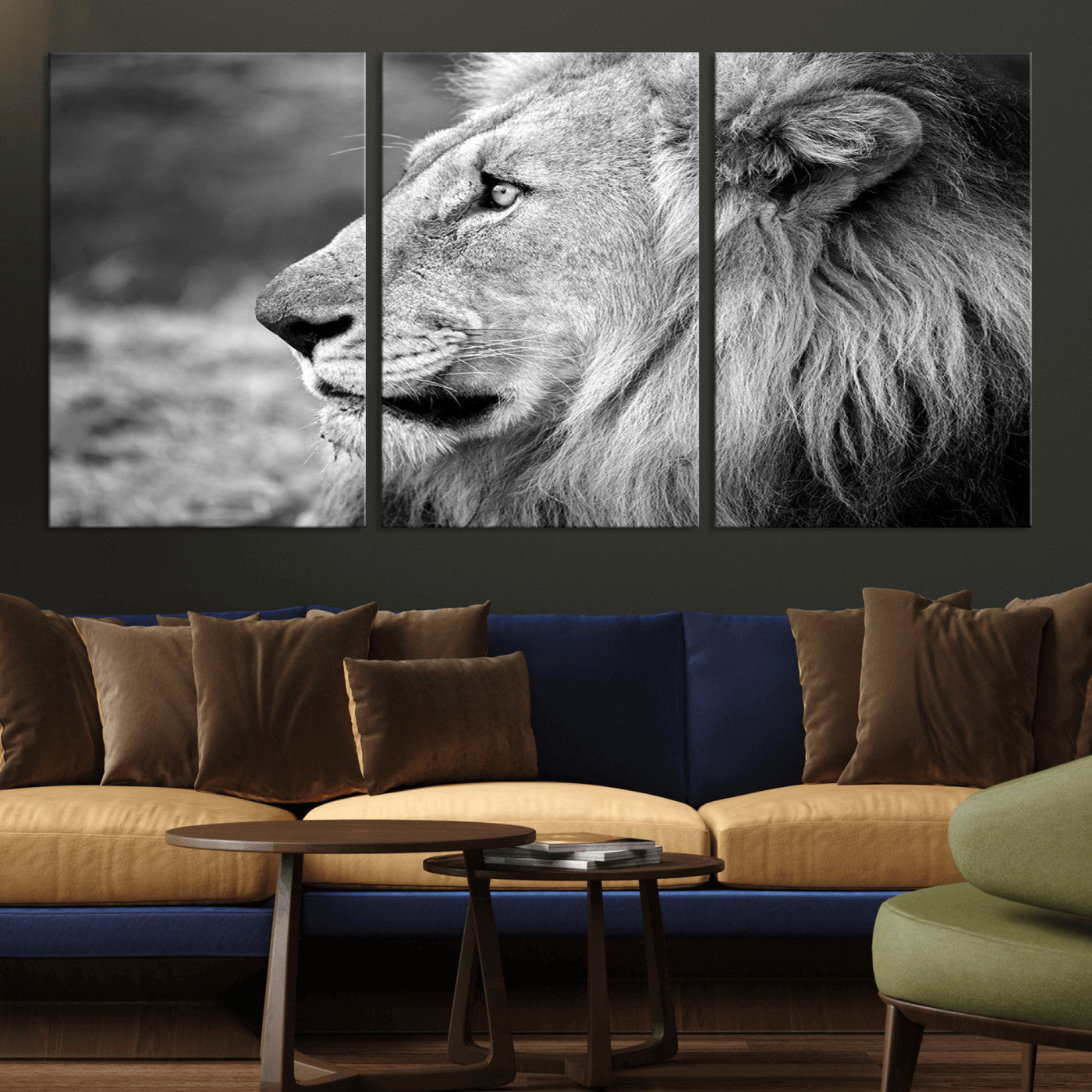 MGV-CV-60X30-3P - African Lion Wall Art Canvas Print