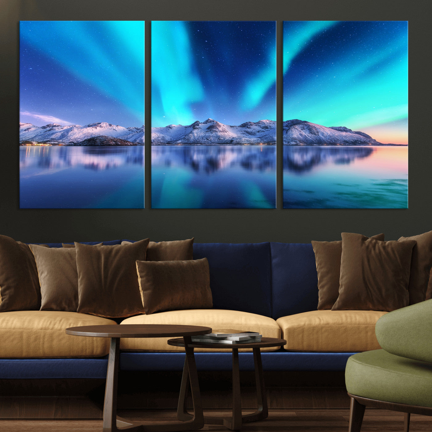 49902-MGV-CV-36X24-Northern Lights above Mountain Wall Art, Northern Lights Wall Art Canvas Print