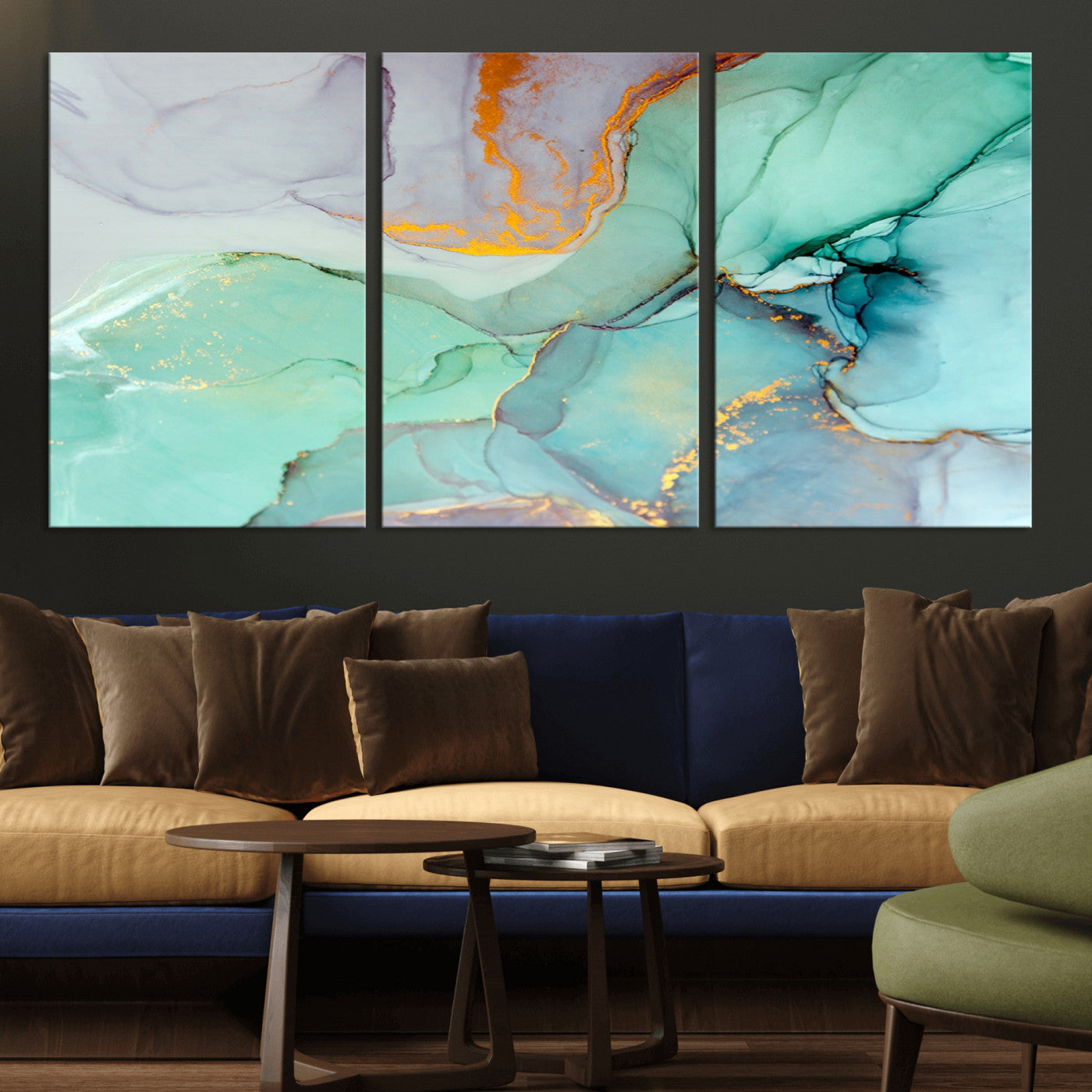 36934-MGV-CV-36X24-Colorful Marble Fluid Effect Canvas Wall Art Print