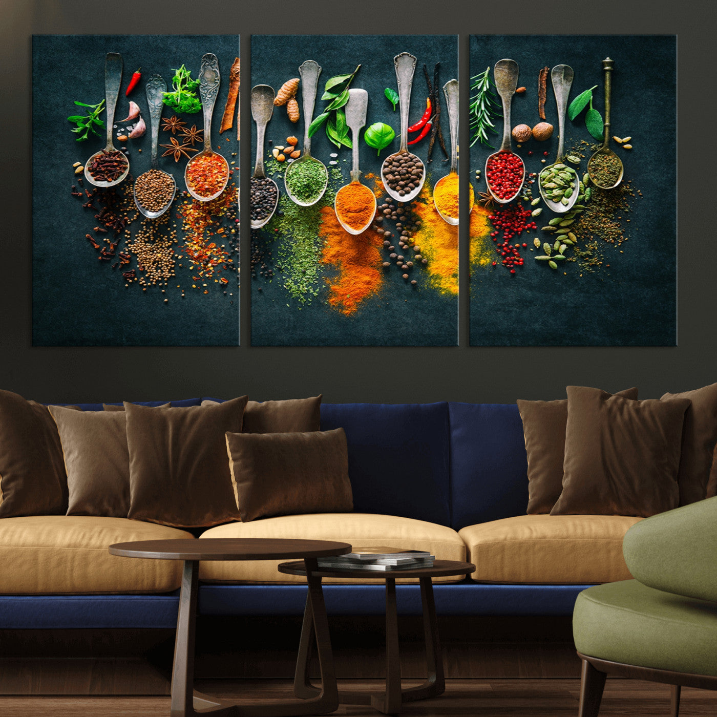 MGV-CV-60X30-3P - Herbs and Spices Kitchen Wall Art Canvas Print