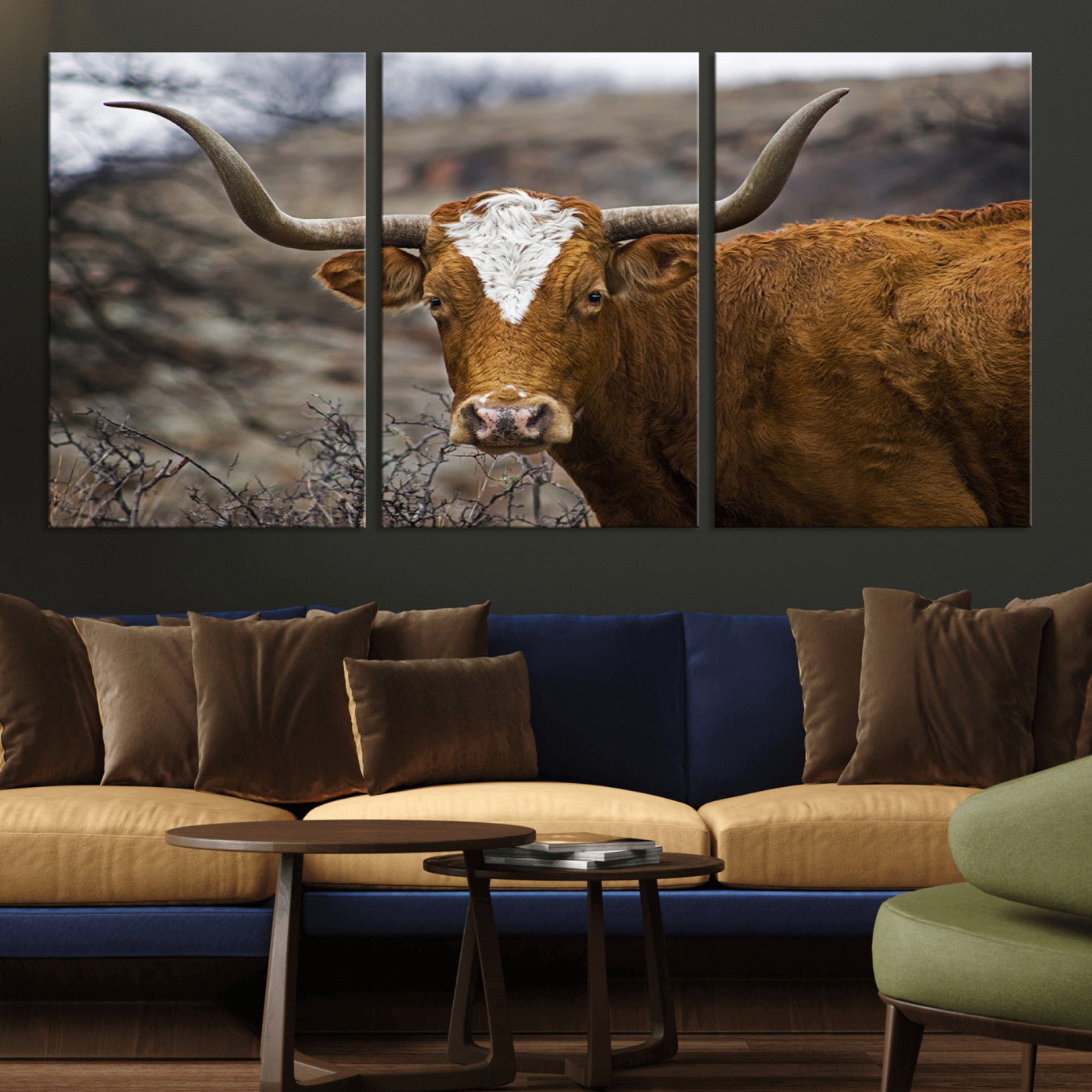 MGV-CV-60X30-3P - Framed Big Cow Animal Wall Art Canvas Print