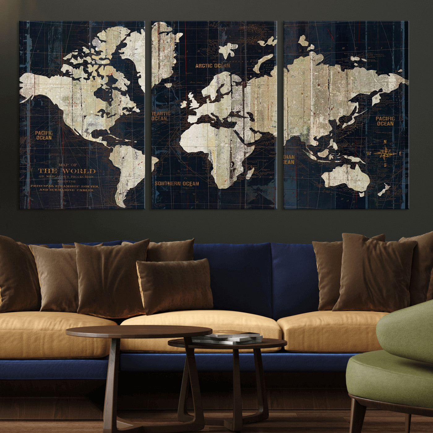 MGV-CV-60X30-3P - Push Pin World Map Canvas Print – Framed Wall Art for Couples to Track Their Travels – Anniversary