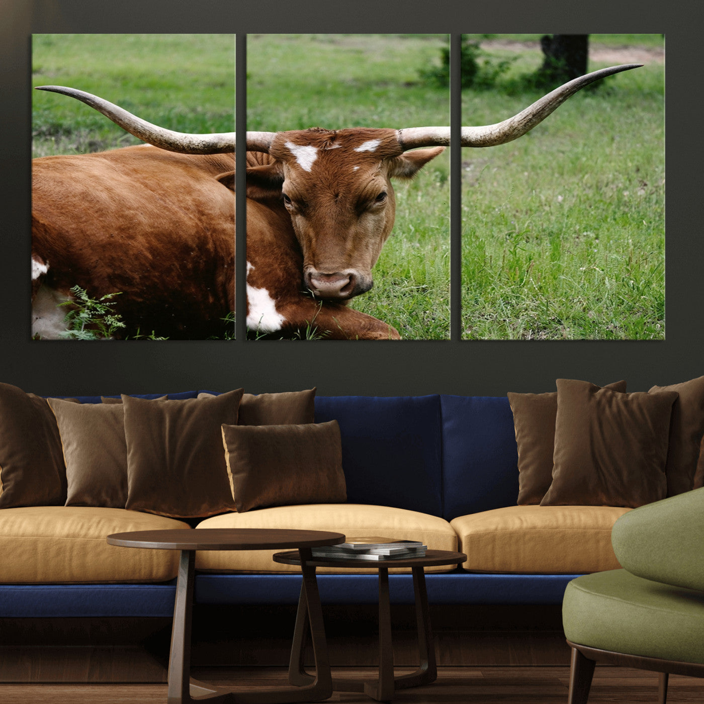 45997-MGV-CV-36X24-Longhorn Cow Animal Wall Art Canvas Print
