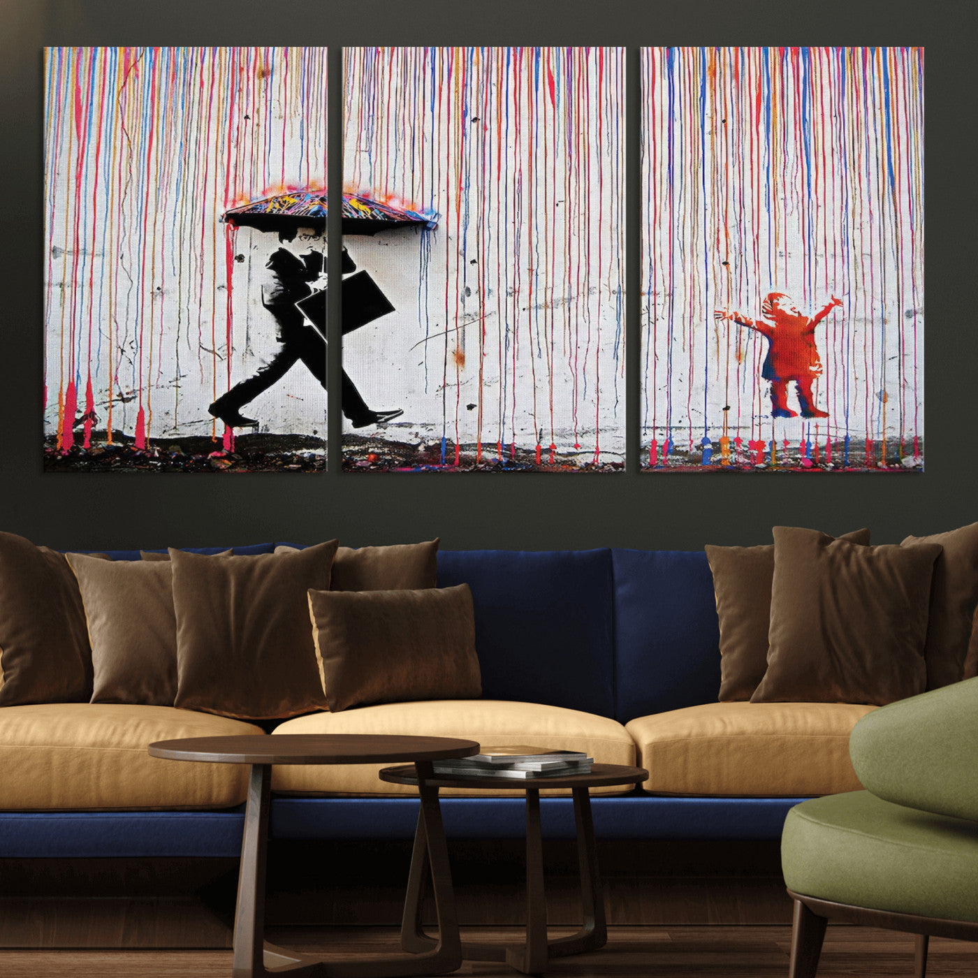 MGV-CV-60X30-3P - Banksy Wall Art Canvas Print, Framed Graffiti Art Picture Print, Banksy Urban Graffiti Perfect Modern Decor Artwork