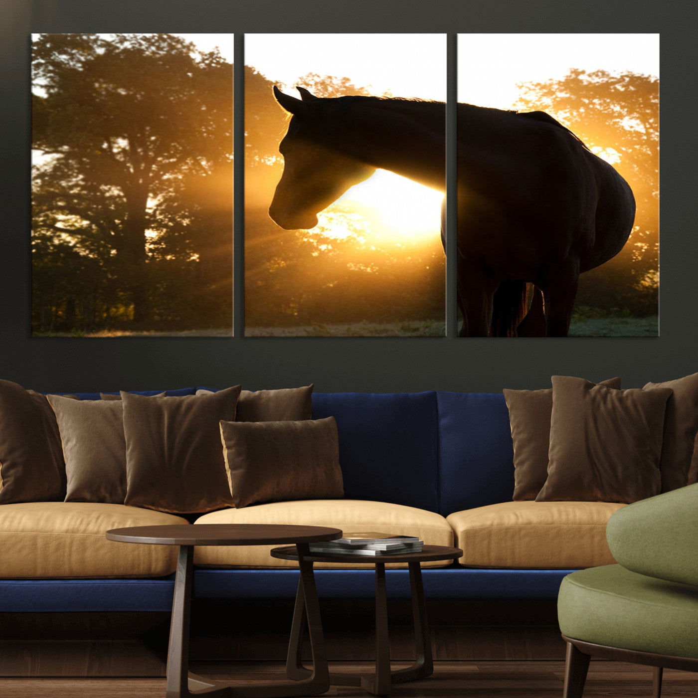 MGV-CV-60X30-3P - Horse at Sunset Wall Art Animal Canvas Print