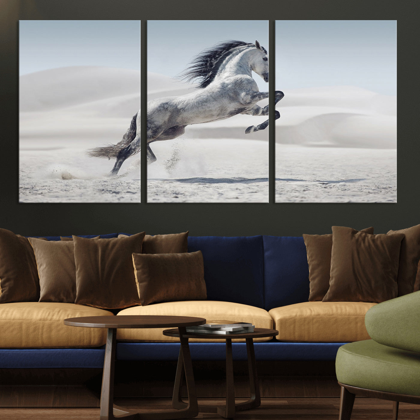 MGV-CV-60X30-3P - Prancing Horse on Dessert Large Wall Art Animal Canvas Print