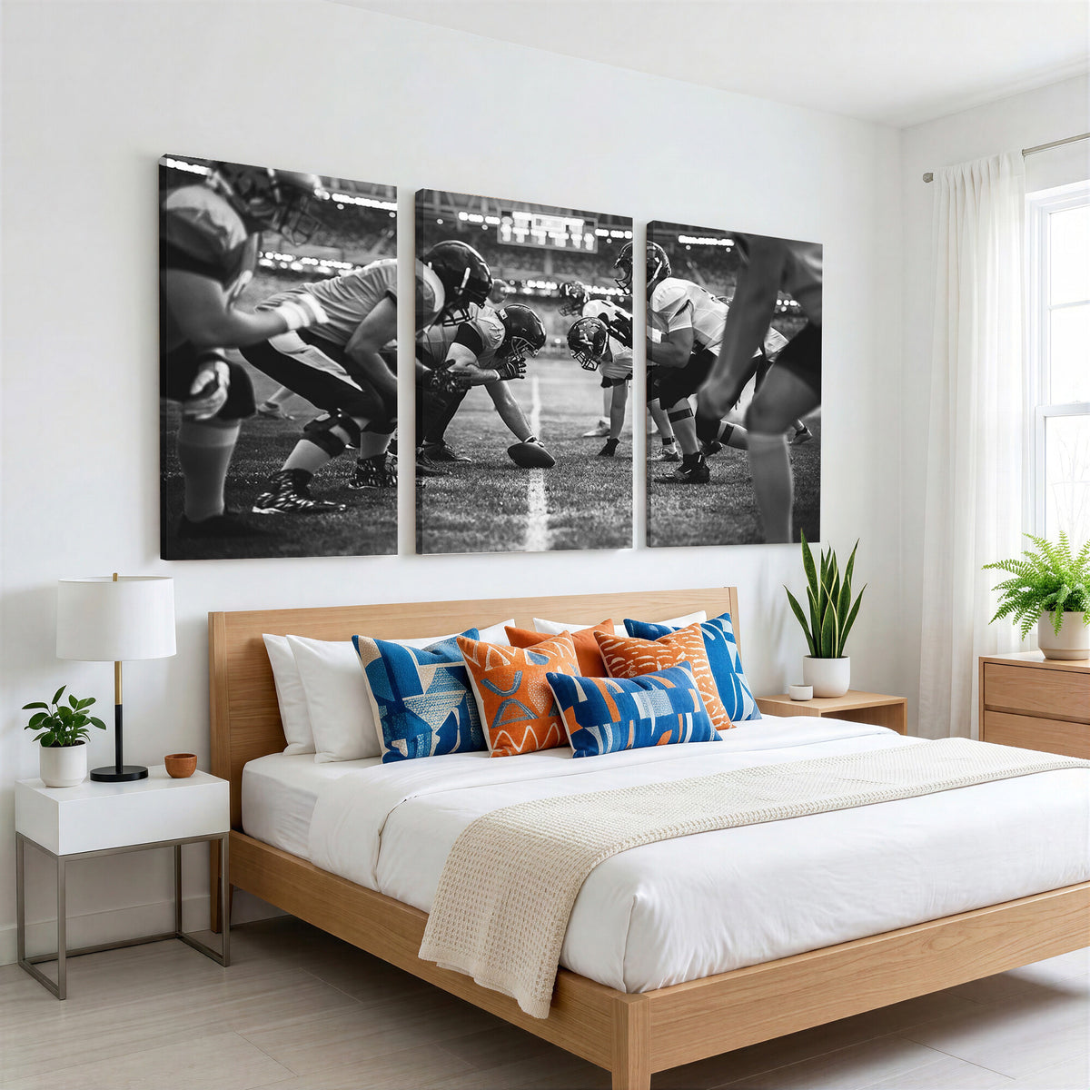 13273-MGV-CV-36X24 - American Football Wall Art Canvas Print Framed Stadium Sport
