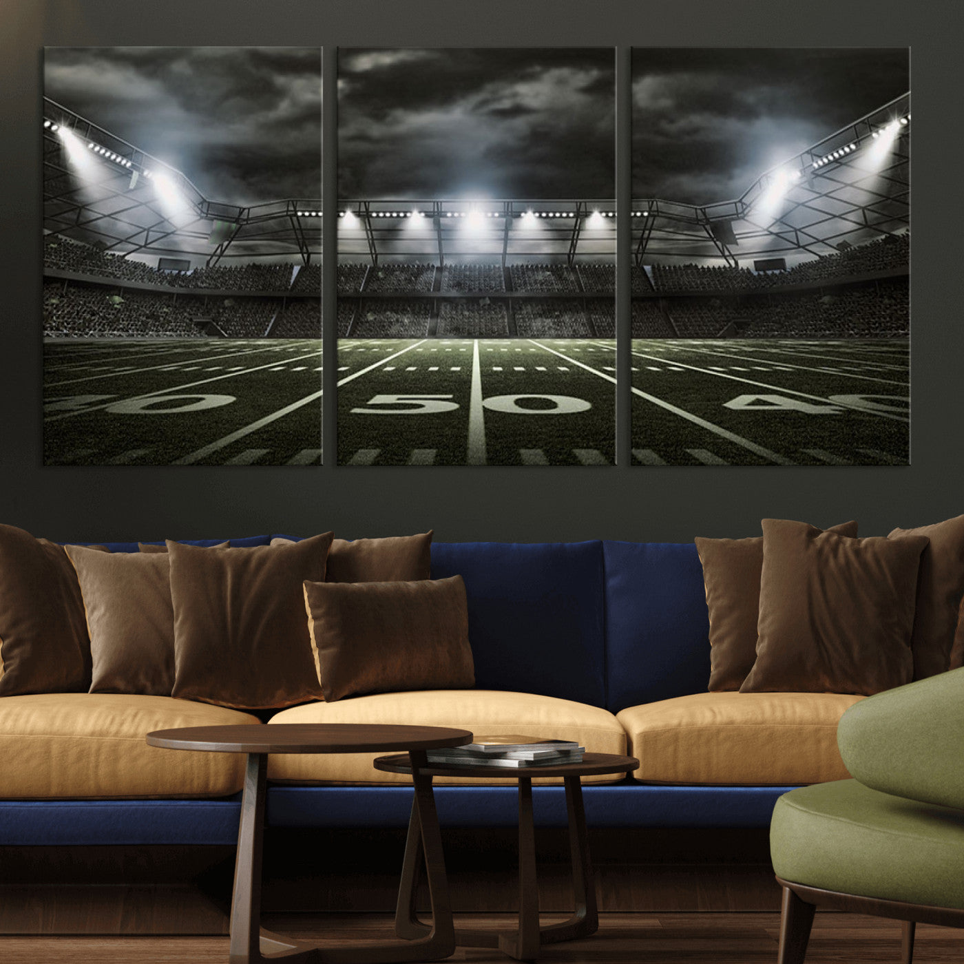 90107-MGV-CV-36X24-American Football Stadium Wall Art Canvas Print, Stadium Sport Wall Art Print