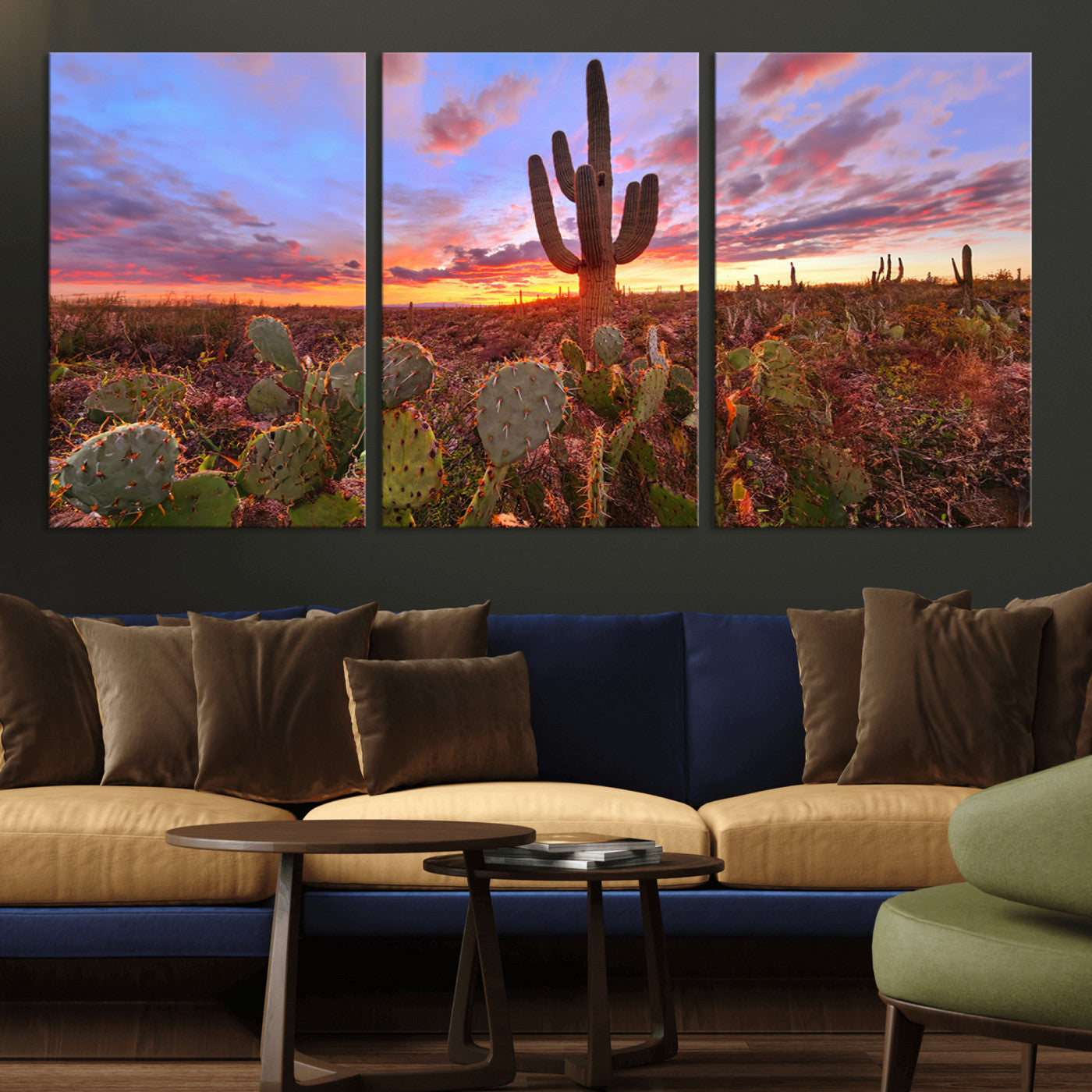 MGV-CV-60X30-3P - Arizona Desert Sunset Wall Art Canvas Print