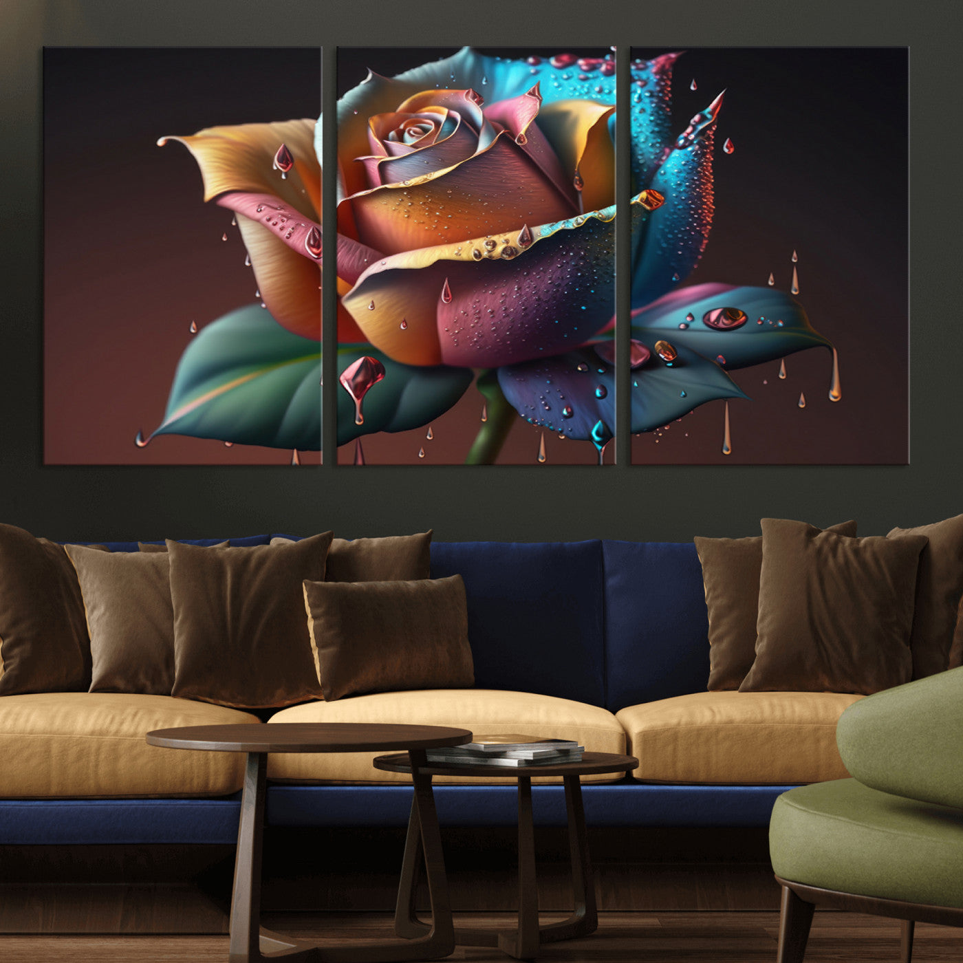 MGV-CV-60X30-3P - Abstract Rose Wall Art Canvas Print