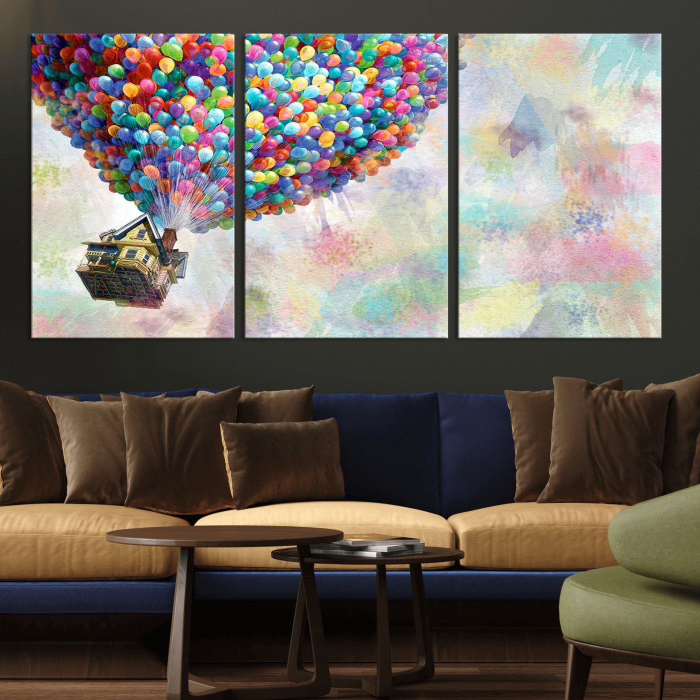 MGV-CV-60X30-3P - Up Pixar Poster, Look Up Pixar Wall Art, Up Pixar Canvas, Kids Play Game Room Decor Wall Art