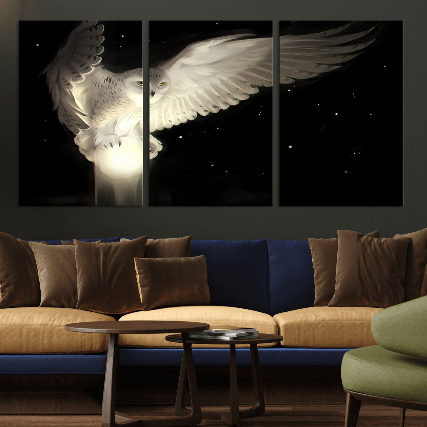 MGV-CV-60X30-3P - Night Owl Art -  Illuminating the Darkness – Unique Animal-Inspired Wall Art for Modern Decor |
