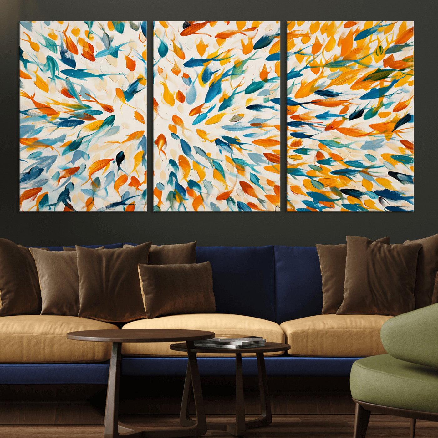 -Colorful Fish Wall Art Print – Abstract Ocean-Inspired Wall Art for Modern Spaces | Framed Canvas,