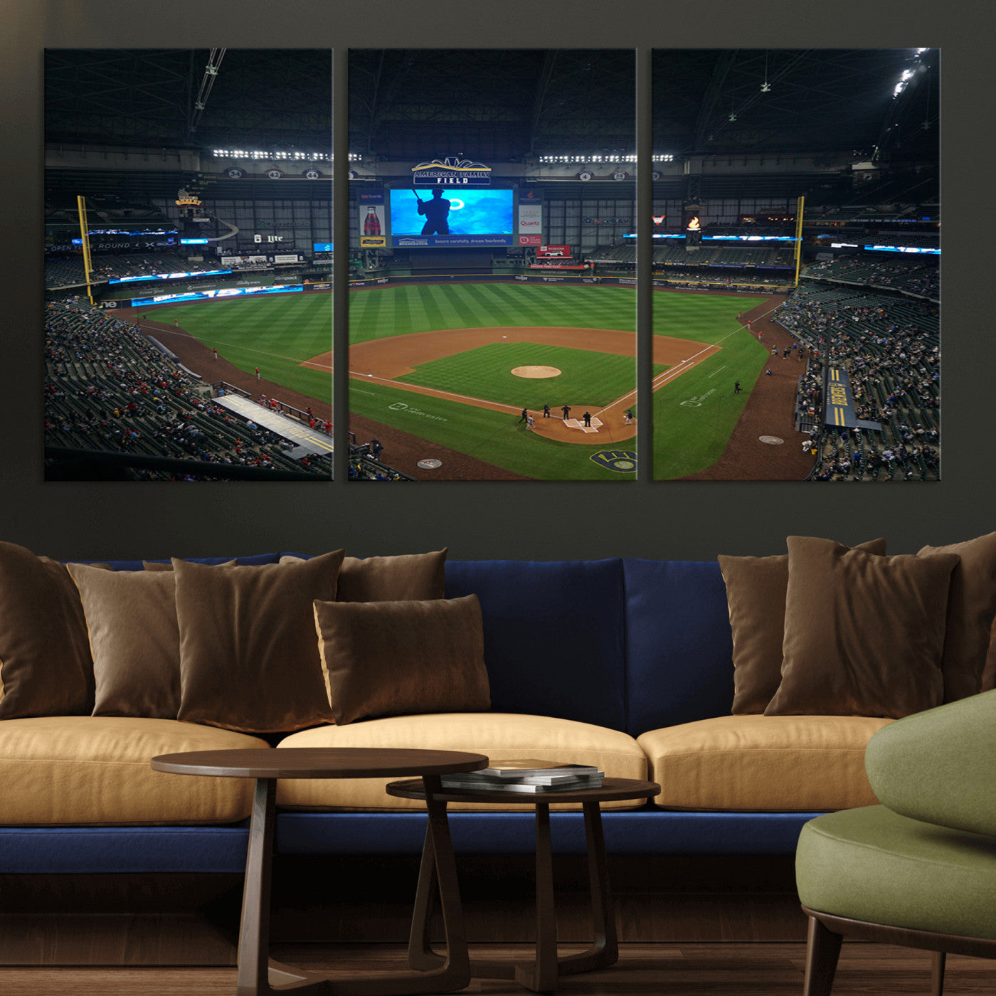 MGV-CV-60X30-3P - Milwaukee Brewers Baseball Art Print - American Family Field Stadium Wall Art Canvas Print