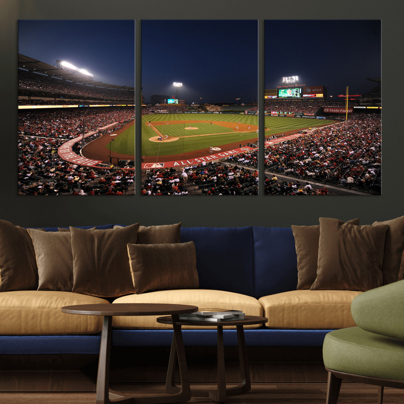 MGV-CV-60X30-3P - Los Angeles Angels Baseball Team Print - Anaheim Angel Stadium Wall Art Canvas Print