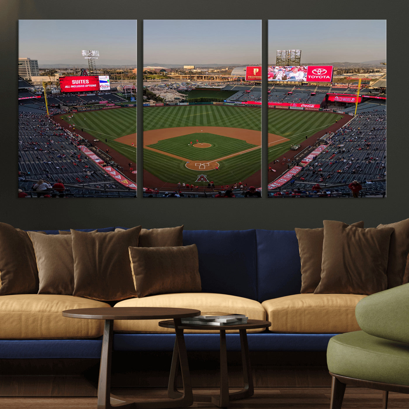 MGV-CV-60X30-3P - Los Angeles Angels Baseball Canvas Print - Anaheim Angel Stadium Wall Art Canvas Print