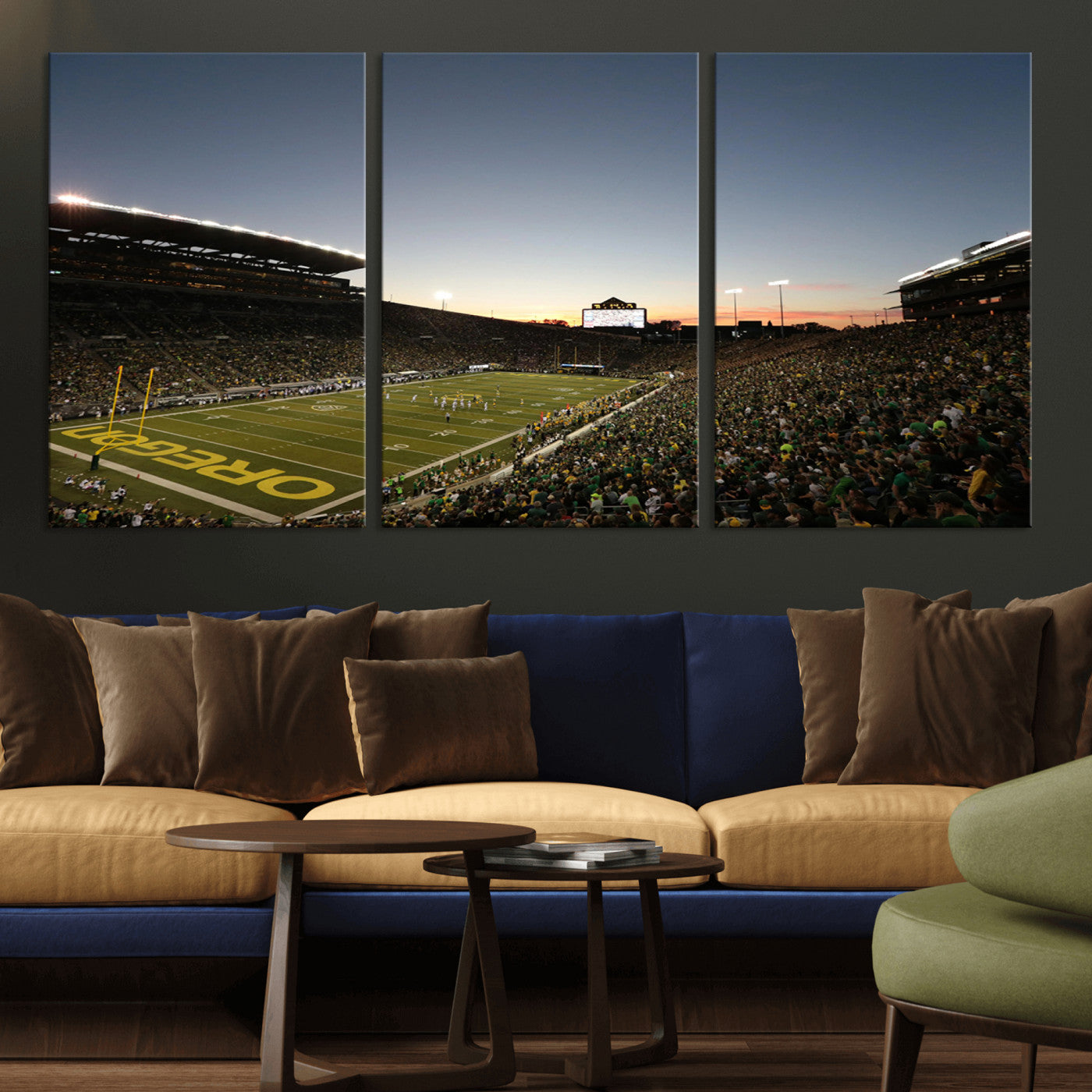 MGV-CV-60X30-3P - Oregon Ducks Football Team Print - Eugene Autzen Stadium Wall Art Canvas Print