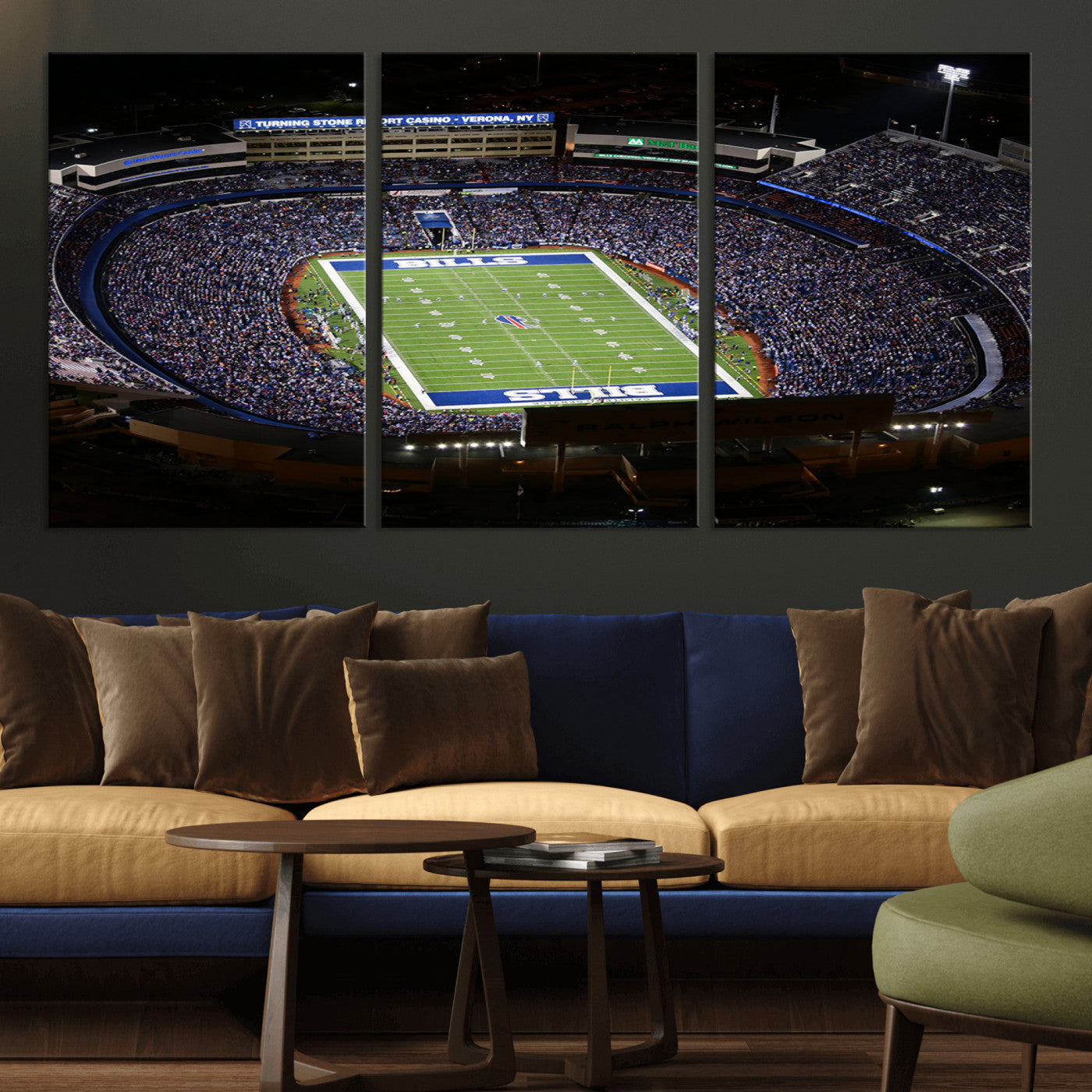 MGV-CV-60X30-3P - Buffalo Bills NFL Football Team Print - Highmark Stadium Wall Art Canvas Print