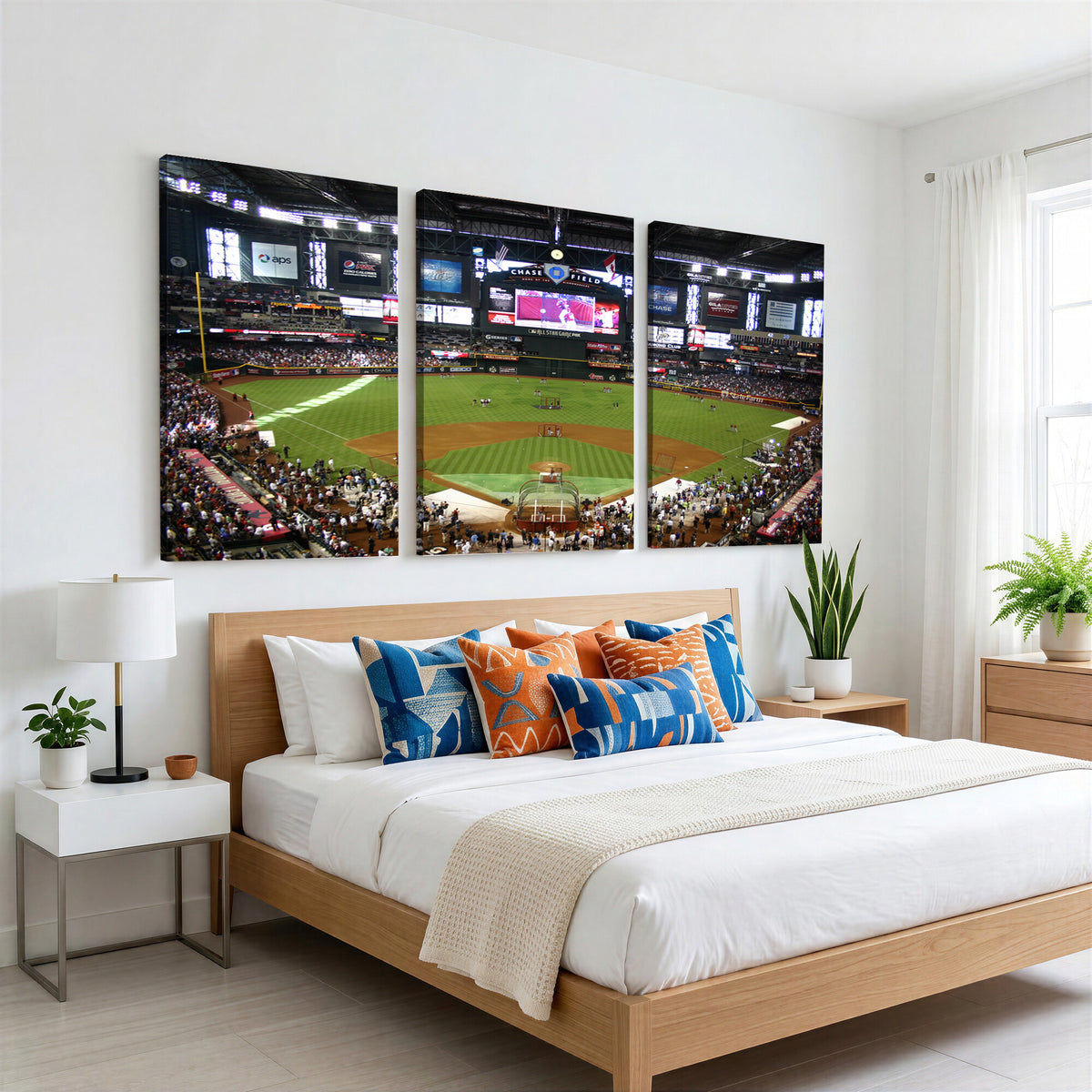 91630-MGV-CV-36X24 - Arizona Diamondbacks Baseball Team Print, Phoenix Chase Field Baseball Stadium Wall Art